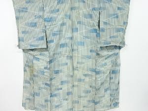 アンティーク　絽　縞に線描き横段模様着物